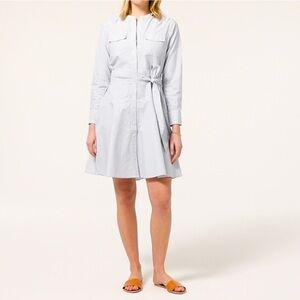 J crew oxford cotton a-line shirt dress blue